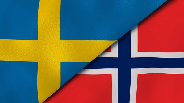 Dos Estados Banderas Suecia Noruega Fondo Negocio Alta Calidad Ilustración —  Fotos de Stock