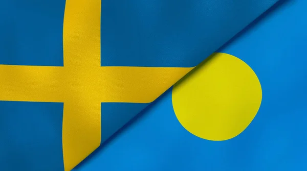 Dos Estados Banderas Suecia Palaos Fondo Negocio Alta Calidad Ilustración — Foto de Stock