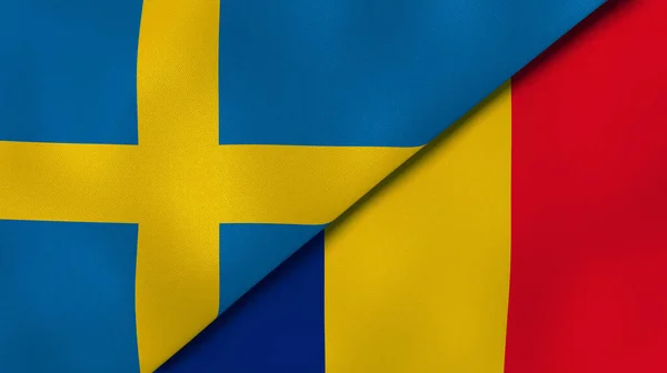 Dos Estados Banderas Suecia Rumanía Fondo Negocio Alta Calidad Ilustración —  Fotos de Stock