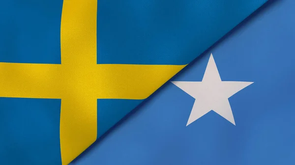 Δύο Κράτη Σημαίες Της Σουηδίας Και Της Σομαλίας Επαγγελματικό Υπόβαθρο — Φωτογραφία Αρχείου