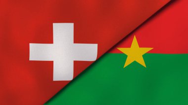 İsviçre ve Burkina Faso 'nun iki bayrağı. Kaliteli bir iş geçmişi. 3d illüstrasyon