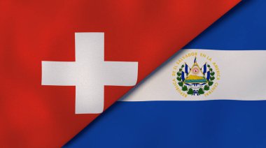 İsviçre ve El Salvador 'un iki bayrağı. Kaliteli bir iş geçmişi. 3d illüstrasyon