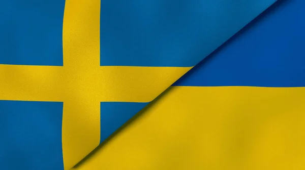 Dwa Państwa Bandery Szwecji Ukrainy Wysokiej Jakości Doświadczenie Biznesowe Ilustracja — Zdjęcie stockowe