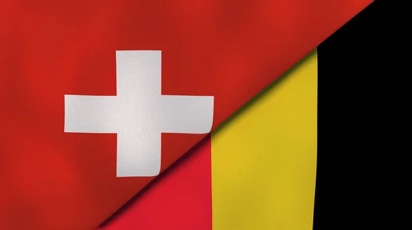 Twee Vlaggen Van Zwitserland België Hoge Kwaliteit Zakelijke Achtergrond Illustratie — Stockfoto