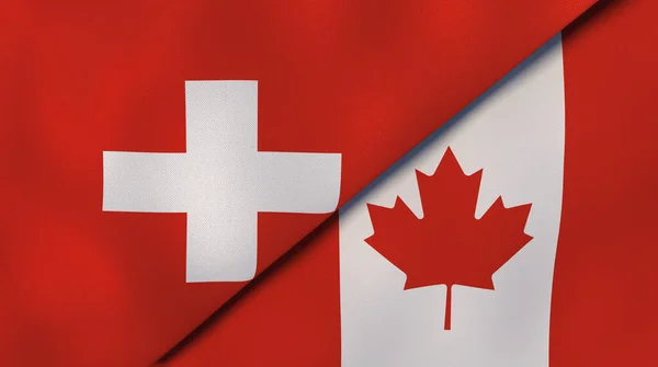 Sviçre Kanada Nın Iki Bayrağı Kaliteli Bir Geçmişi Illüstrasyon — Stok fotoğraf