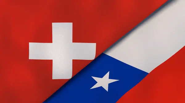 スイスとチリの2つの州旗 高品質のビジネス背景 3Dイラスト — ストック写真