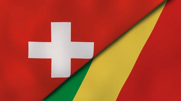 Dos Estados Banderas Suiza Congo Fondo Negocio Alta Calidad Ilustración — Foto de Stock