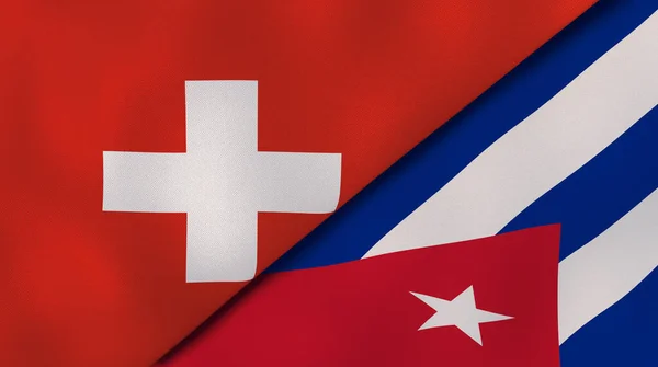 Dos Estados Banderas Suiza Cuba Fondo Negocio Alta Calidad Ilustración — Foto de Stock