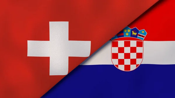 Deux États Drapeaux Suisse Croatie Une Expérience Professionnelle Haute Qualité — Photo