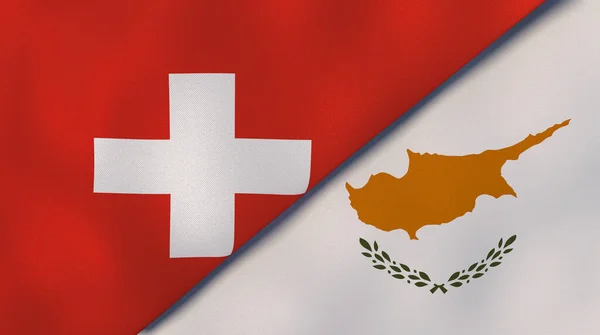 Dos Estados Banderas Suiza Chipre Fondo Negocio Alta Calidad Ilustración — Foto de Stock