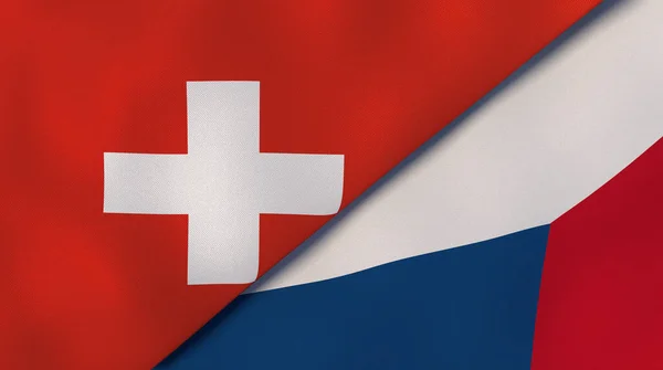 Dos Estados Banderas Suiza República Checa Fondo Negocio Alta Calidad — Foto de Stock