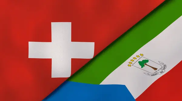 Twee Vlaggen Van Zwitserland Equatoriaal Guinea Hoge Kwaliteit Zakelijke Achtergrond — Stockfoto