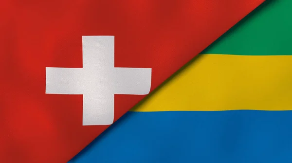 Dos Estados Banderas Suiza Gabón Fondo Negocio Alta Calidad Ilustración — Foto de Stock