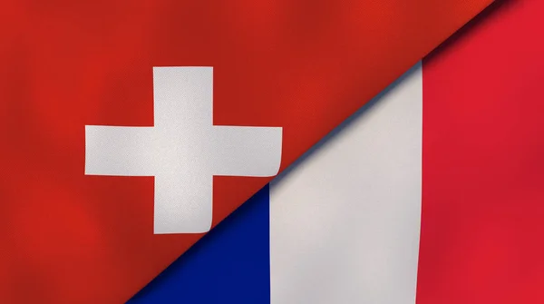Zwei Staaten Flaggen Der Schweiz Und Frankreich Hochwertiger Geschäftlicher Hintergrund — Stockfoto
