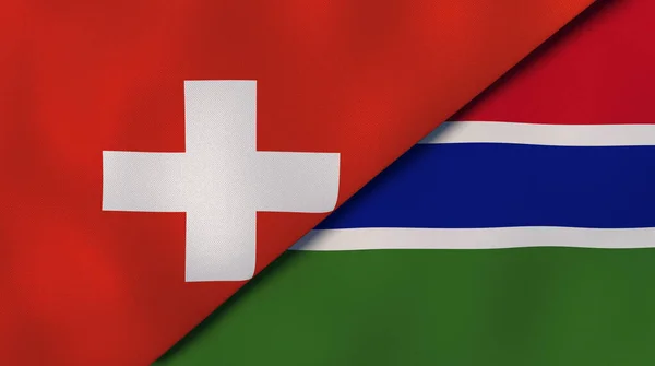 Dos Estados Banderas Suiza Gambia Fondo Negocio Alta Calidad Ilustración — Foto de Stock