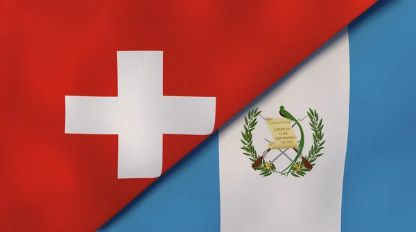 Dos Estados Banderas Suiza Guatemala Fondo Negocio Alta Calidad Ilustración — Foto de Stock