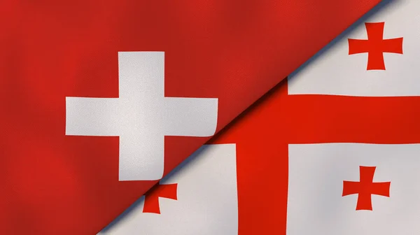 Dos Estados Banderas Suiza Georgia Fondo Negocio Alta Calidad Ilustración — Foto de Stock
