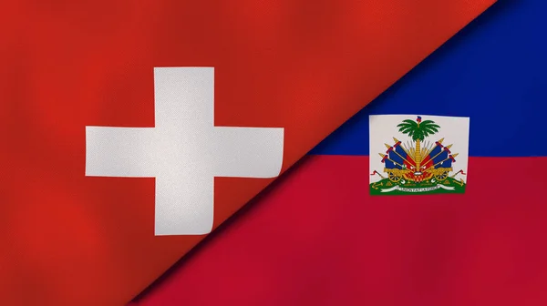 Dos Estados Banderas Suiza Haití Fondo Negocio Alta Calidad Ilustración — Foto de Stock