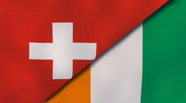 Twee Vlaggen Van Zwitserland Ivoorkust Hoge Kwaliteit Zakelijke Achtergrond Illustratie — Stockfoto
