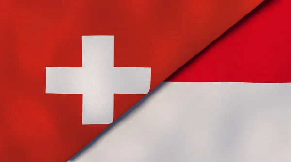 Två Flaggstater Schweiz Och Monaco Hög Kvalitet Affärsbakgrund Illustration — Stockfoto