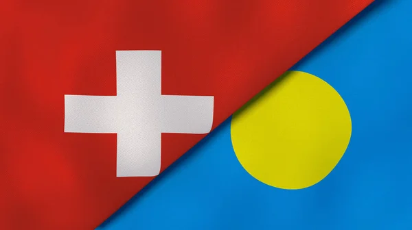 Dos Estados Banderas Suiza Palaos Fondo Negocio Alta Calidad Ilustración — Foto de Stock