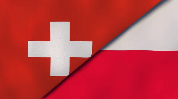 Dos Estados Banderas Suiza Polonia Fondo Negocio Alta Calidad Ilustración — Foto de Stock