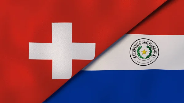 스위스와 파라과이의 국기입니다 경력을 가지고 — 스톡 사진