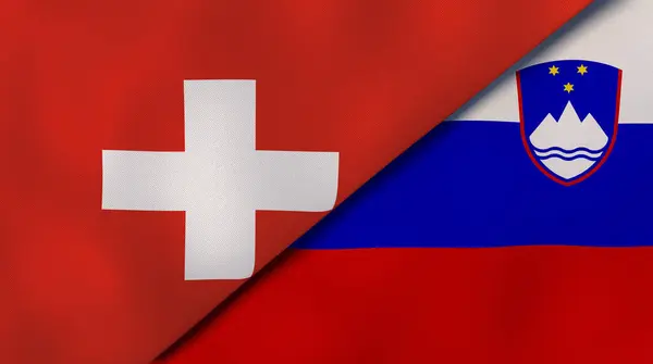 스위스와 슬로베니아의 국기이다 경력을 가지고 — 스톡 사진