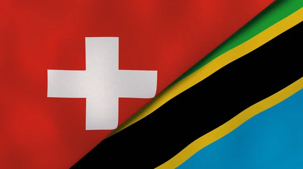Dos Estados Banderas Suiza Tanzania Fondo Negocio Alta Calidad Ilustración — Foto de Stock