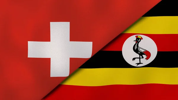 Dos Estados Banderas Suiza Uganda Fondo Negocio Alta Calidad Ilustración — Foto de Stock