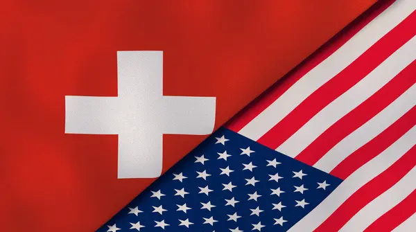 Svájc Egyesült Államok Két Állami Lobogója Kiváló Minőségű Üzleti Háttér — Stock Fotó
