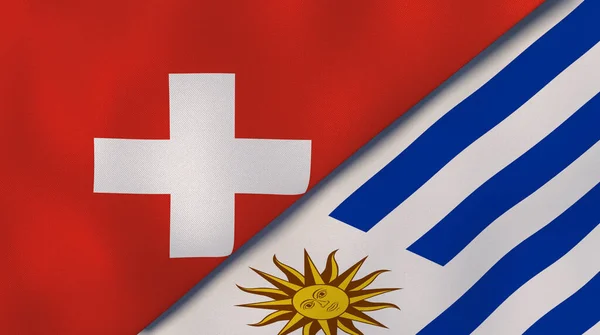 Dos Estados Banderas Suiza Uruguay Fondo Negocio Alta Calidad Ilustración — Foto de Stock