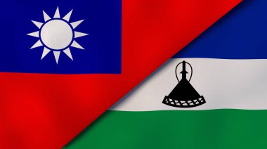 Tayvan ve Lesotho 'nun iki bayrağı. Kaliteli bir iş geçmişi. 3d illüstrasyon