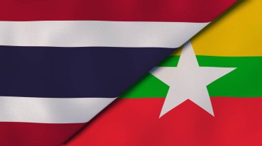 Tayland ve Myanmar 'ın iki eyaleti. Kaliteli bir iş geçmişi. 3d illüstrasyon