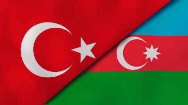 Türkiye ve Azerbaycan 'ın iki bayrağı. Kaliteli bir iş geçmişi. 3d illüstrasyon