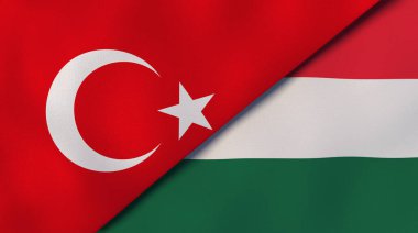 Türkiye ve Macaristan 'ın iki bayrağı. Kaliteli bir iş geçmişi. 3d illüstrasyon