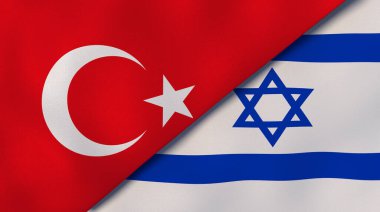 Türkiye ve İsrail 'in iki bayrağı. Kaliteli bir iş geçmişi. 3d illüstrasyon