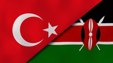 Türkiye ve Kenya 'nın iki bayrağı. Kaliteli bir iş geçmişi. 3d illüstrasyon