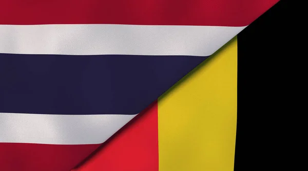Due Stati Bandiere Della Thailandia Del Belgio Contesto Aziendale Alta — Foto Stock