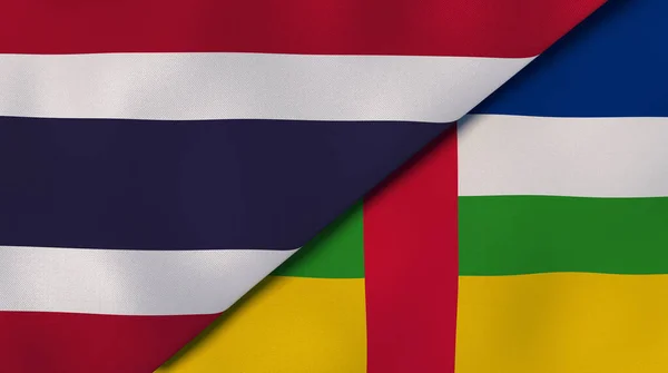 Δύο Πολιτείες Σημαίες Της Ταϊλάνδης Και Της Κεντροαφρικανικής Δημοκρατίας Επαγγελματικό — Φωτογραφία Αρχείου