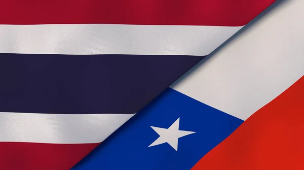 Två Delstater Flaggar Thailand Och Chile Hög Kvalitet Affärsbakgrund Illustration — Stockfoto