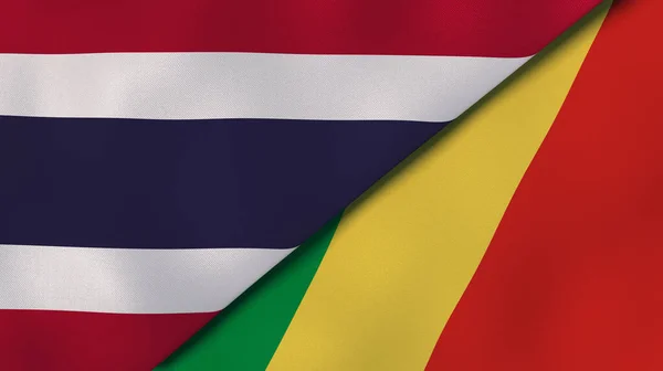 Two States Flags Thailand Congo High Quality Business Background Illustration — Stock Photo, Image