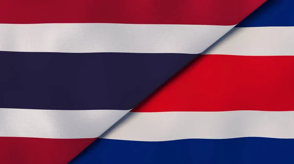 Флаги Двух Штатов Таиланда Коста Рики Высококачественный Бизнес Фон Иллюстрация — стоковое фото