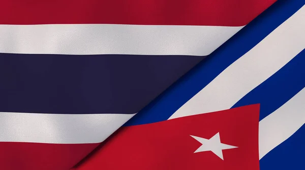 Флаги Двух Штатов Таиланда Кубы Высококачественный Бизнес Фон Иллюстрация — стоковое фото