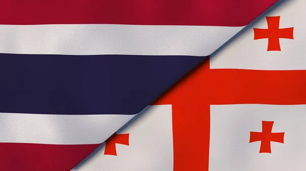 Флаги Двух Штатов Таиланда Грузии Высококачественный Бизнес Фон Иллюстрация — стоковое фото
