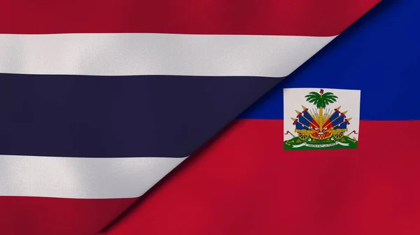 Dos Estados Banderas Tailandia Haití Fondo Negocio Alta Calidad Ilustración —  Fotos de Stock