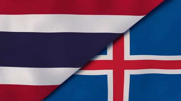 Dos Estados Banderas Tailandia Islandia Fondo Negocio Alta Calidad Ilustración —  Fotos de Stock