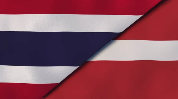 Dos Estados Banderas Tailandia Letonia Fondo Negocio Alta Calidad Ilustración — Foto de Stock