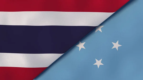 Dos Estados Banderas Tailandia Micronesia Fondo Negocio Alta Calidad Ilustración — Foto de Stock