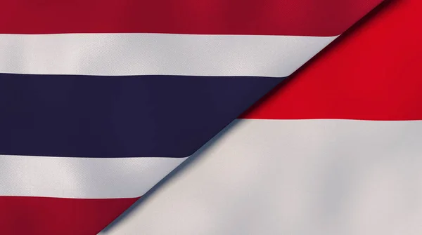 Флаги Двух Штатов Таиланда Монако Высококачественный Бизнес Фон Иллюстрация — стоковое фото